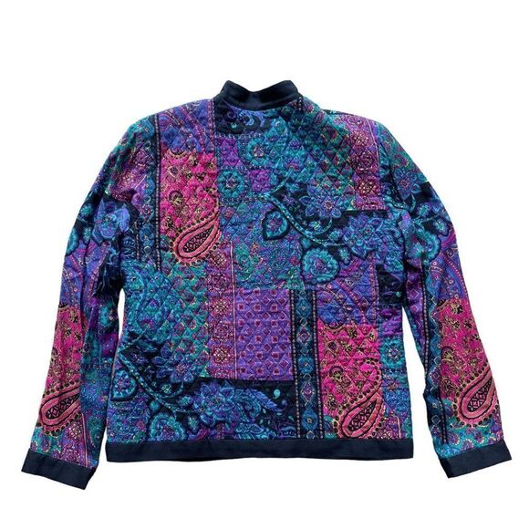 California Design by Dorothy Samuel Vintage Paisley Quilted Blouse Size 8 - Picture 10 of 16